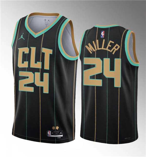 Mens Charlotte Hornets #24 Brandon Miller Black 2023 Draft City Edition Stitched Basketball Jersey->charlotte hornets->NBA Jersey